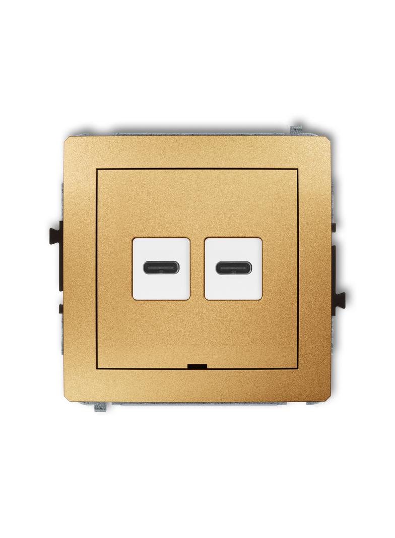 DECO Mechanizm ładowarki USB podwójnej 2xUSB C, 20W max., bez pola opisowego złoty