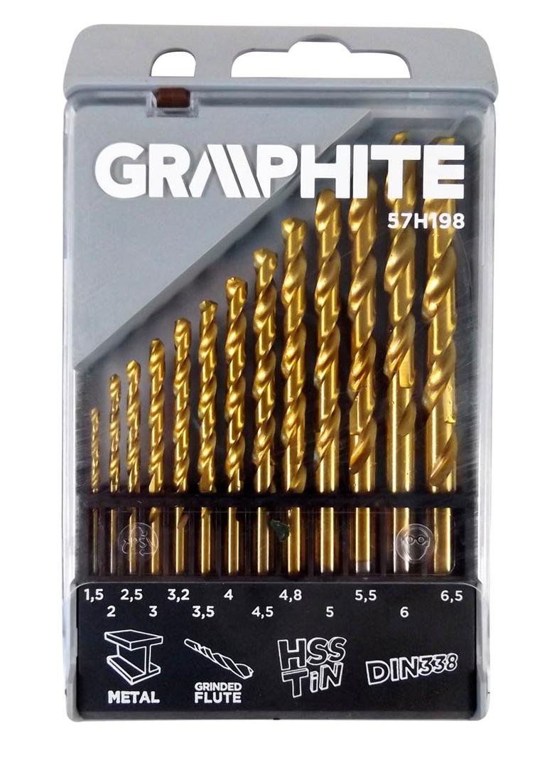 Wiertła do metalu HSS-TiN 1.5-6.5 mm, zestaw 13 szt.