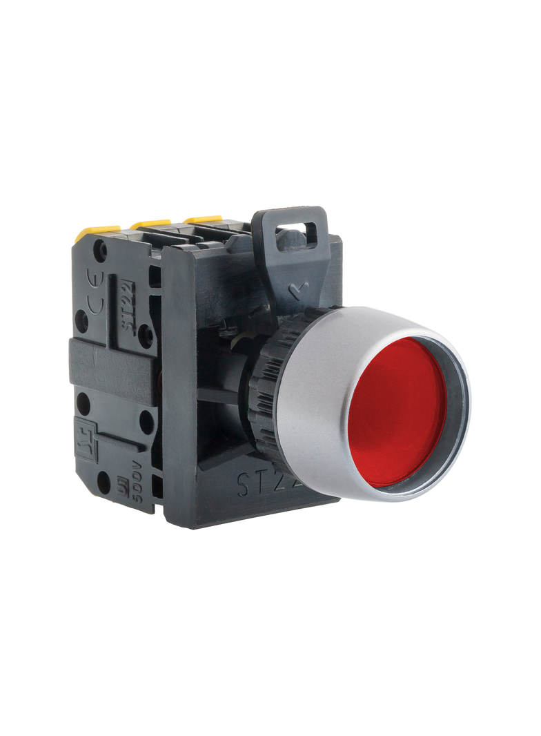 PRZYCISK KRYTY PODŚW CZERWONY 1 ROZ PIERŚCIEŃ CZARNY "O"