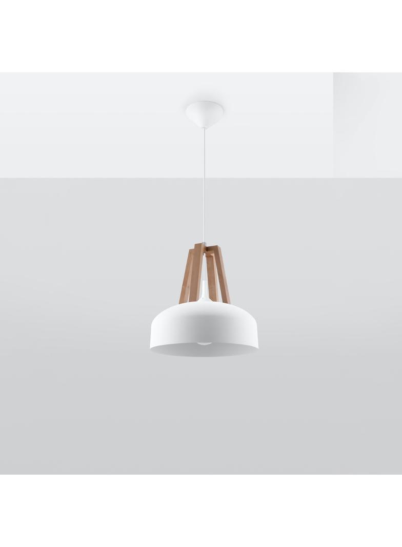 Lampa wisząca CASCO biała/naturalne drewno