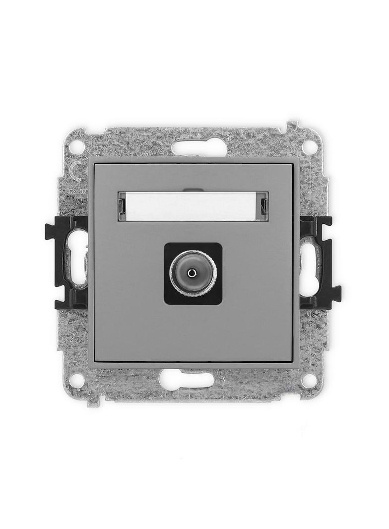 MINI Mechanizm gniazda antenowego pojedynczego TV szary mat