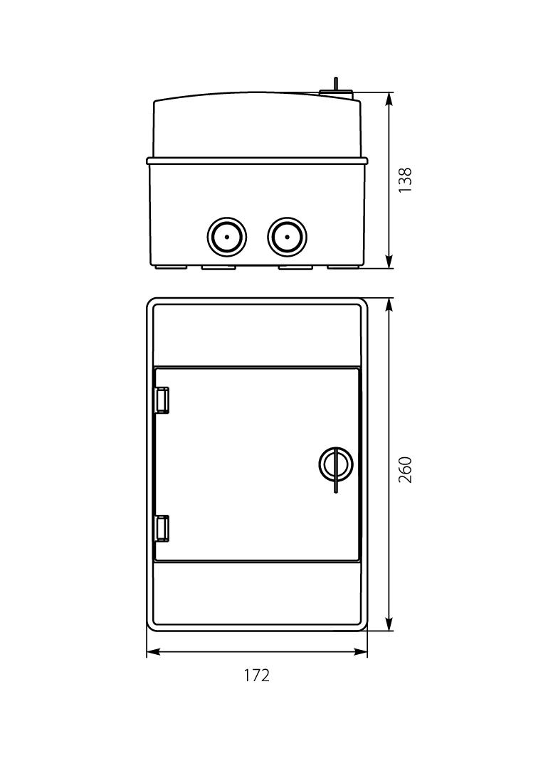 Rozdzielnica hermetyczna natynkowa 1x4 Z-amkiem IP65 500VAC/1000VDC RH-4/Z-6.05 OPATÓWEK