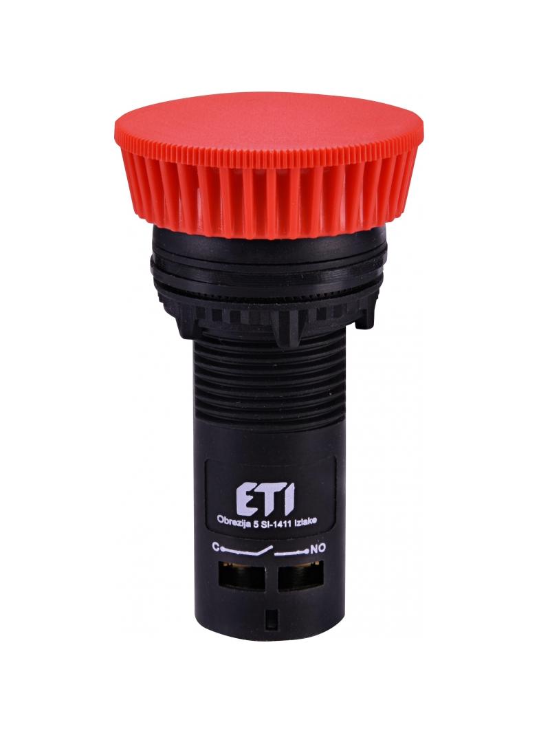 ECM-P10-R - Przycisk kompaktowy z guzikiem-grzybek, 1NO, Czerwony