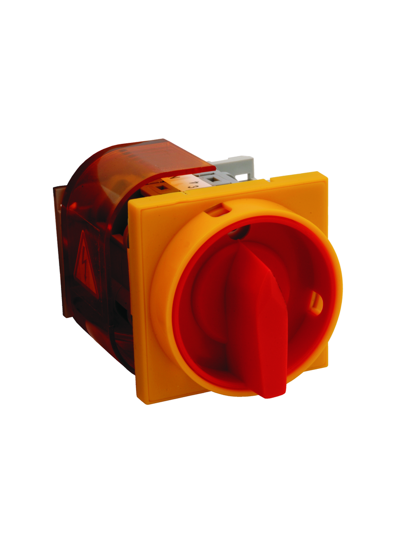 Rozłącznik Główny 16A, mocowanie do pulpitu czoło zamykane żółto/czerwone
