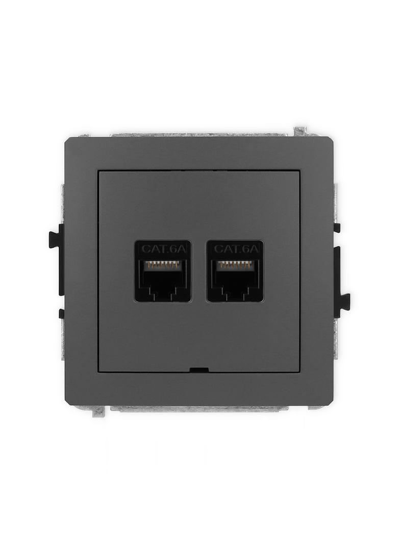 DECO Mechanizm gniazda komputerowego podwójnego 2xRJ45, kat. 6A, 8-stykowy, bez pola opisowego grafi