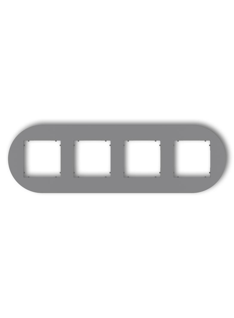 MINI Ramka uniwersalna poczwórna okrągła z tworzywa szary mat