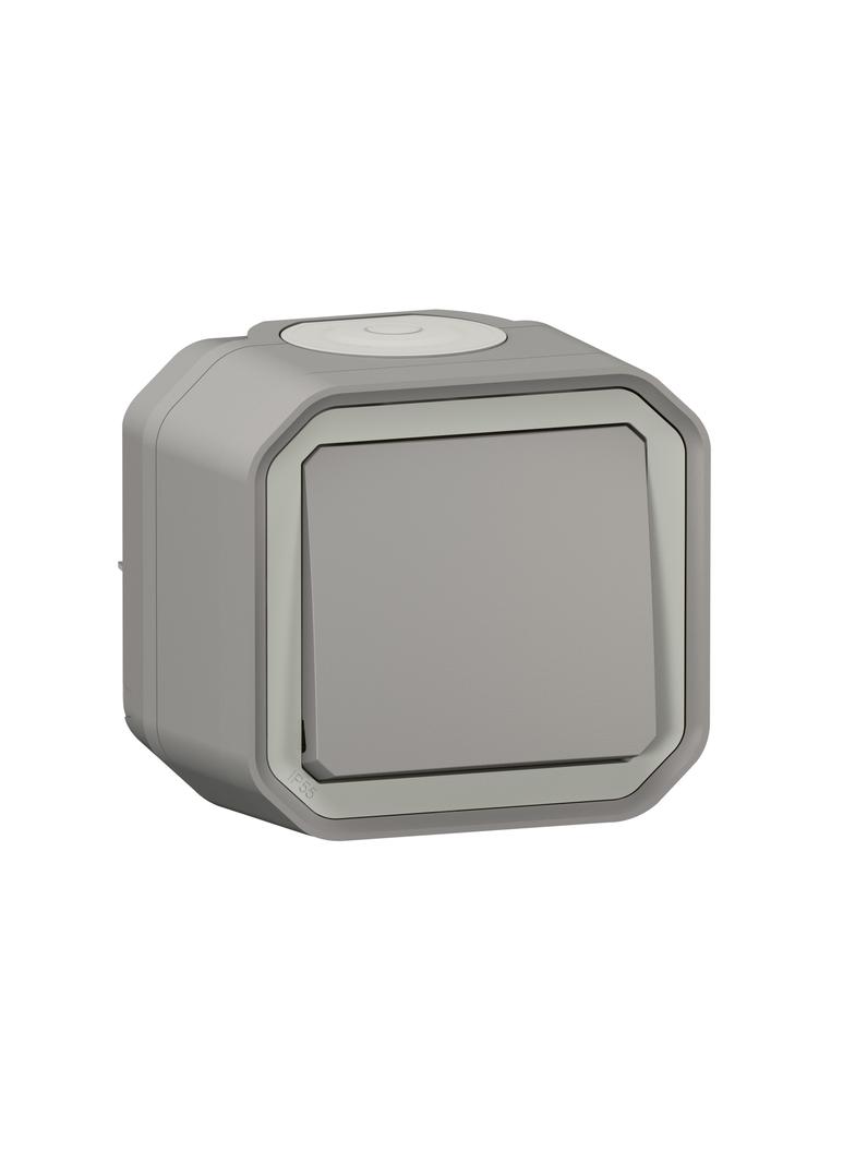 NOWE PLEXO - PRZYCISK JEDNOBIEGUNOWY KOMPLET NATYNKOWY 10 A - 250 V~ SZARY