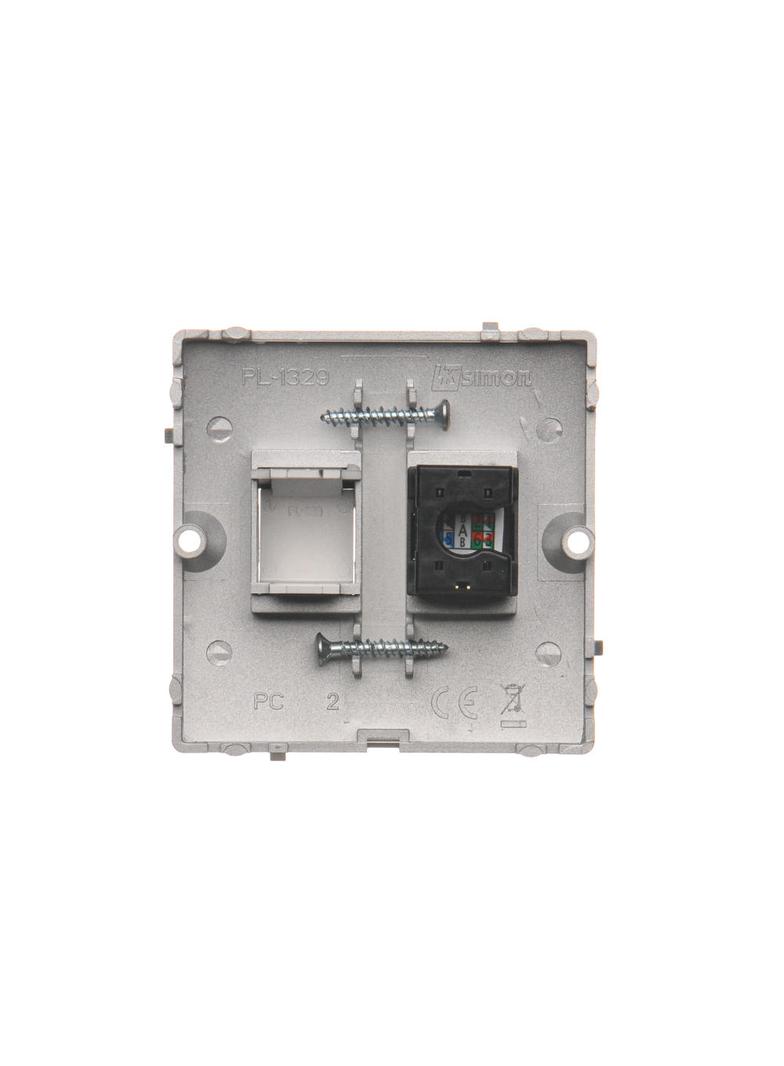Simon Basic Gniazdo komputerowe RJ45 pojedyncze kategoria 5e Montaż gniazda na wkręty do puszki sreb
