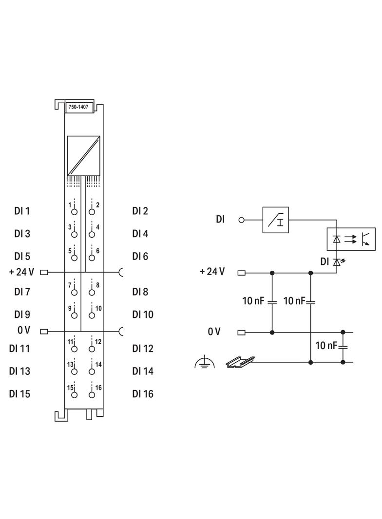 moduł 16DI 24V DC 3,0ms z zaciskiem CAGE CLAMPS WAGO