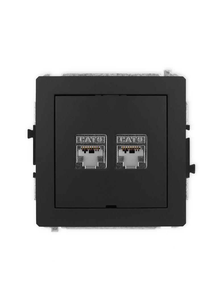 DECO Mechanizm gniazda komputerowego podwójnego 2xRJ45, kat. 6, ekranowany, 8-stykowy, bez pola opis