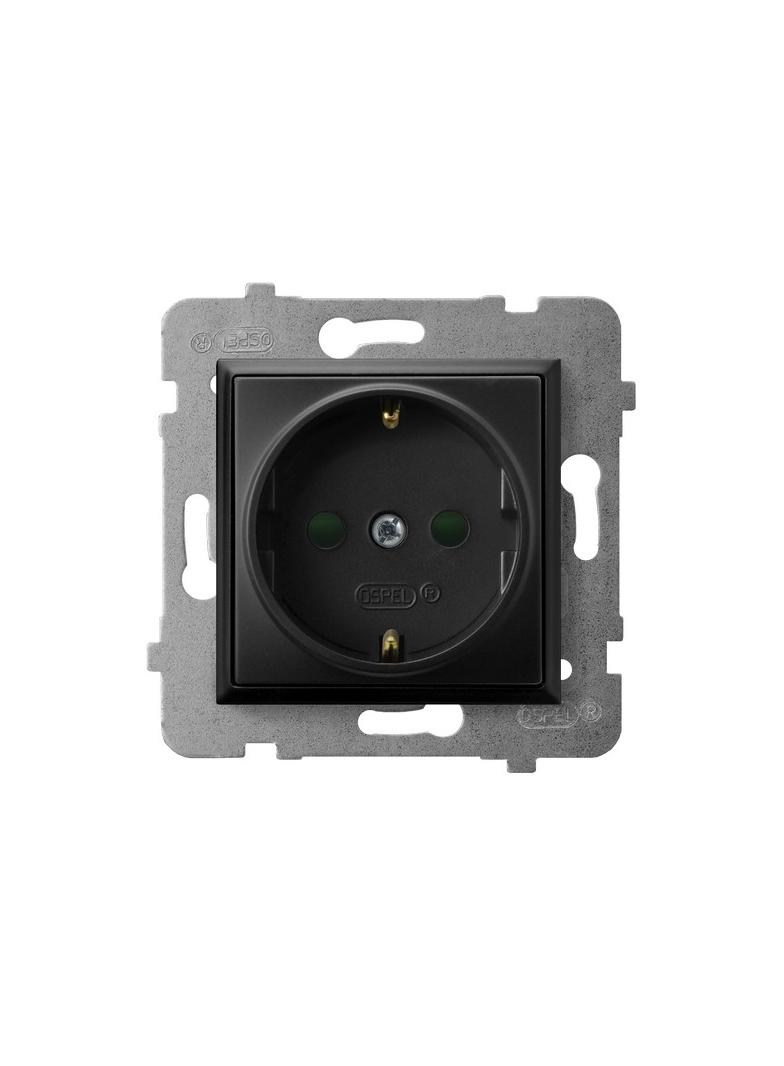 ARIA Gniazdo pojedyncze z uziemieniem schuko z przesłonami torów prądowych - kolor czarny metalik