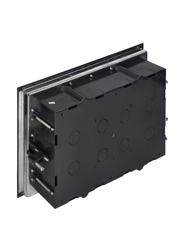 Puszka podłogowa na gniazda modułowe 8 x 45x45mm lub 16 x 22,5x45mm, pokrywa: materiał własny, czarn