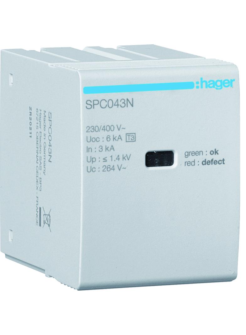 SPD Moduł T3 MOV 4P sieć TN-S In=3kA Uc=264V Uoc=6kV Up=1,4kV SPC043N HAGER