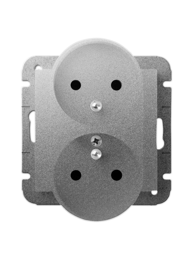 CARLA gniazdo 2x2P+Z mod srebrne b/R