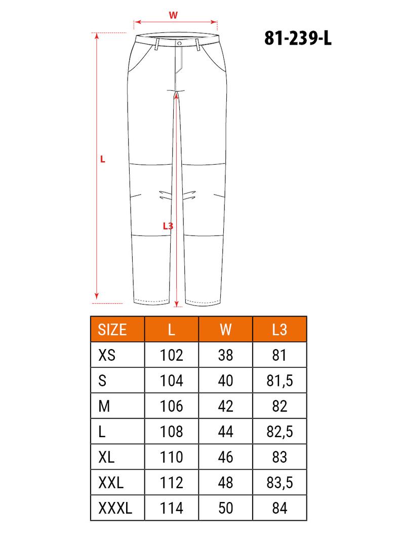 Spodnie robocze HD Slim, odpinane kieszenie, rozmiar L