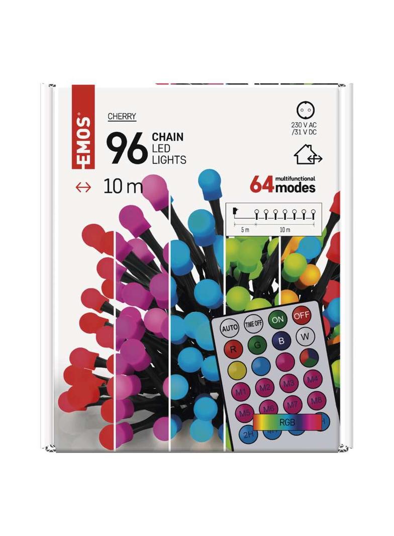 Lampki choinkowe kulki 96LED 64 programy pilot timer 10m IP44 D5AA01 EMOS