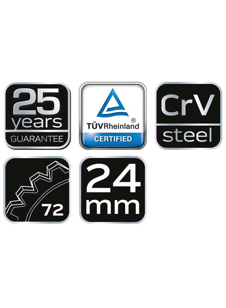 Klucz płasko-oczkowy z grzechotką, 24 mm