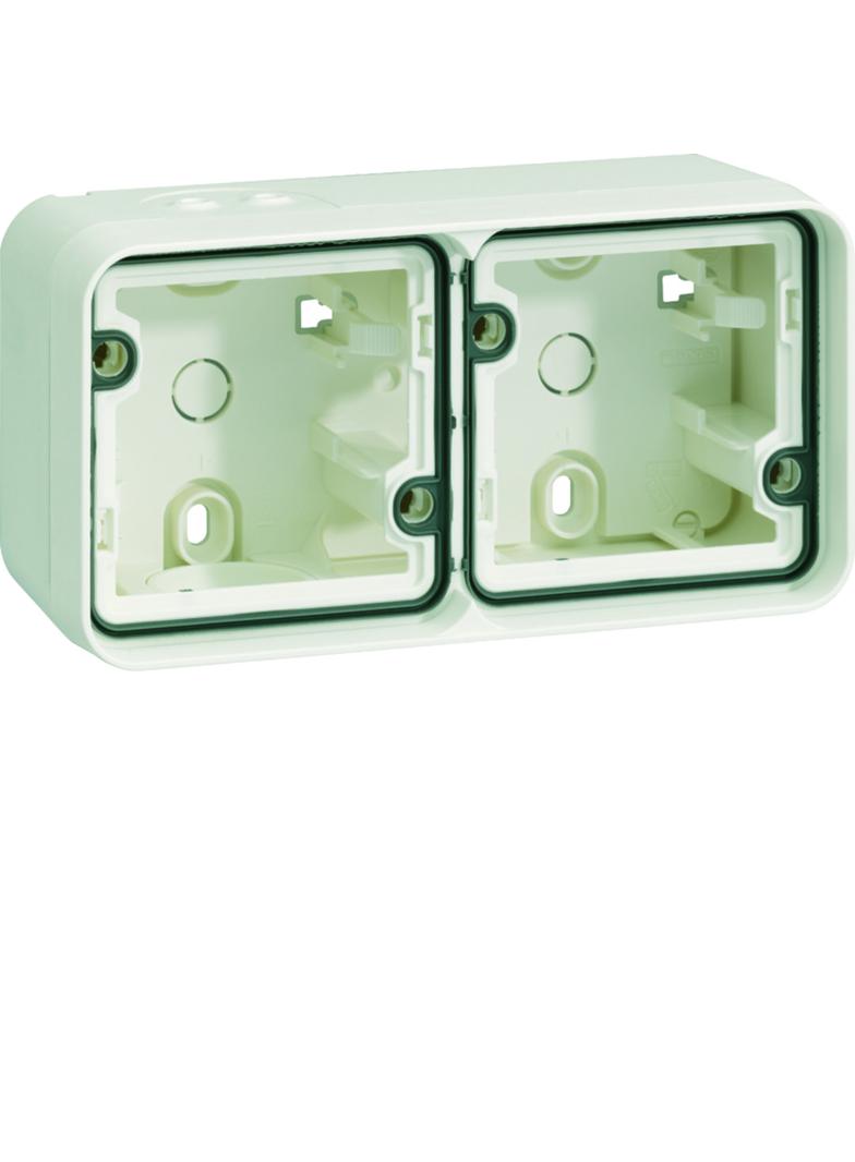 BERKER W.1 Adapter natynkowy podwójna poziomy 2 wejścia IP55 biały 6719323502 HAGER
