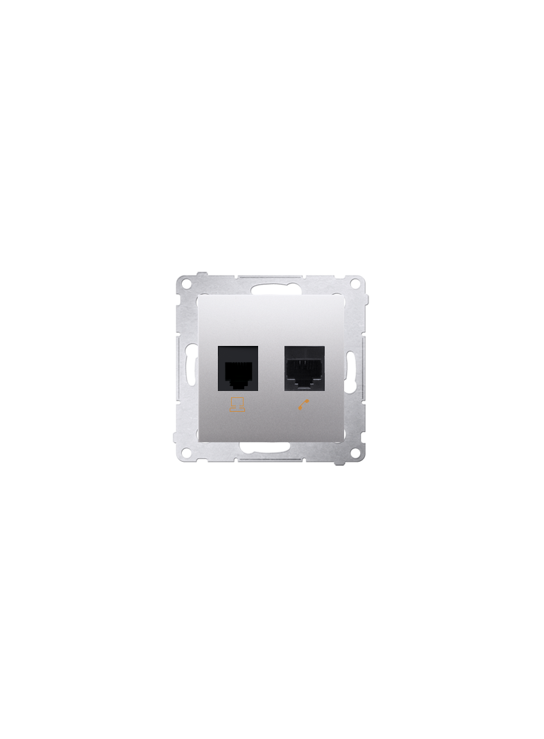 Simon 54 Gniazdo komputerowe RJ45 kategoria 5e + telefoniczne RJ12 srebrny mat D5T.01/43 KONTAKT