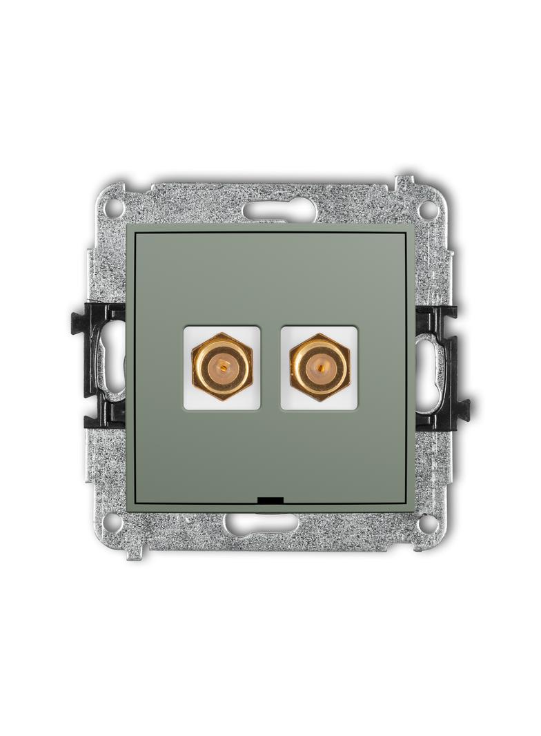 ICON Mechanizm gniazda antenowego podwójnego typu F (SAT) pozłacany, bez pola opisowego szałwiowy