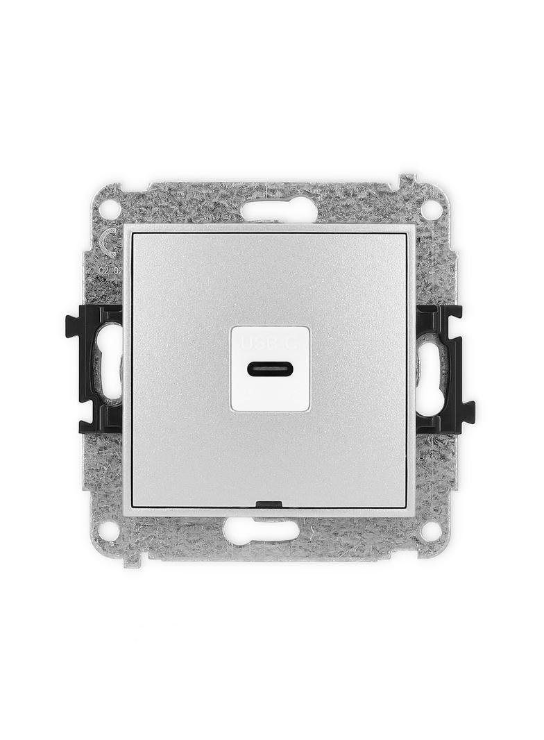 ICON Gniazdo pojedyncze 1xUSB C-C, bez pola opisowego srebrny metalik 7IGUSBBO-7 KARLIK