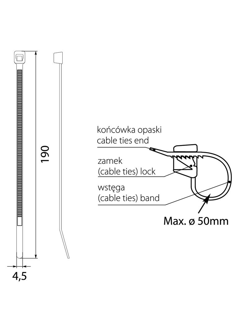 Opaska czarna OZC 45-190 UV (100szt) 25.125 OPATÓWEK