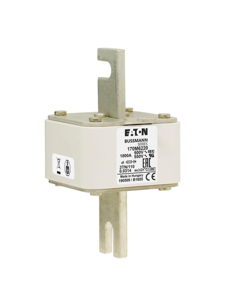 1800A 600V 3TN/110 aR INDICATOR FUSE Wkładka szybka 1800A AC 600V DIN 3 76x90x139 mm aR, 170M6220 EA