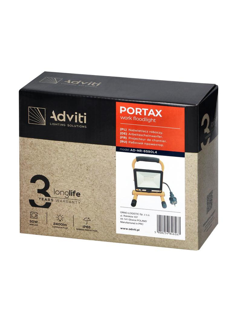 PORTAX naświetlacz roboczy na statywie 30W 2400lm IP65 4000K neutralna biel AD-NR-6590L4 ORNO