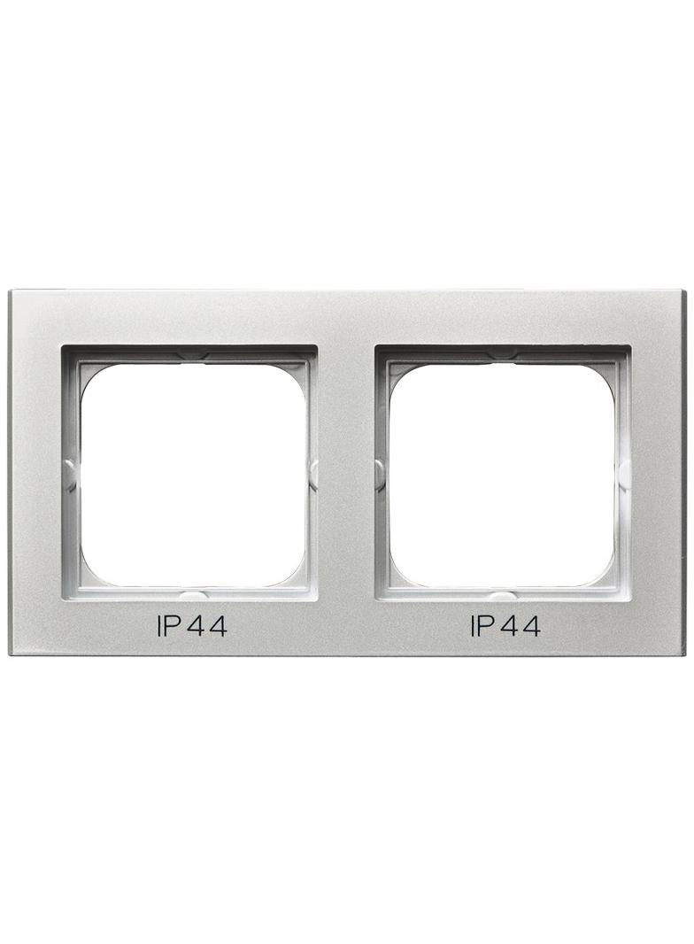 SONATA Ramka podwójna do łączników IP-44 - kolor srebro mat