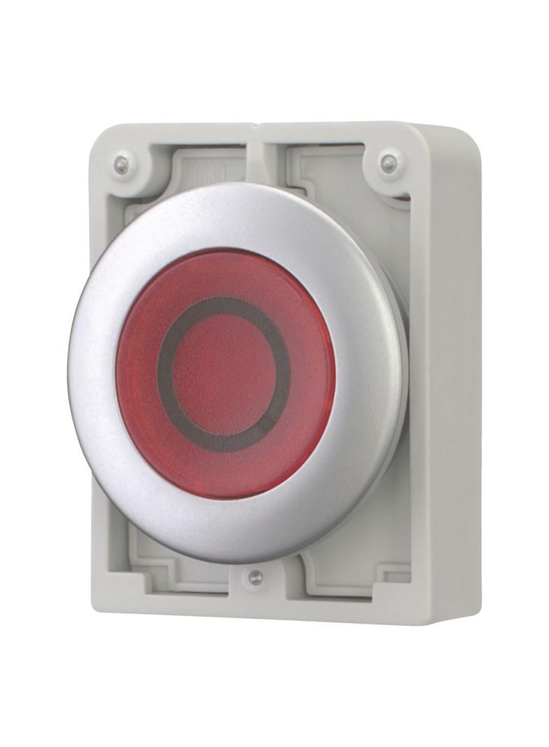 M30C-FDL-R-X0 Przycisk podświetlany 30mm płaski czerwony O z samopowrotem 182958 EATON