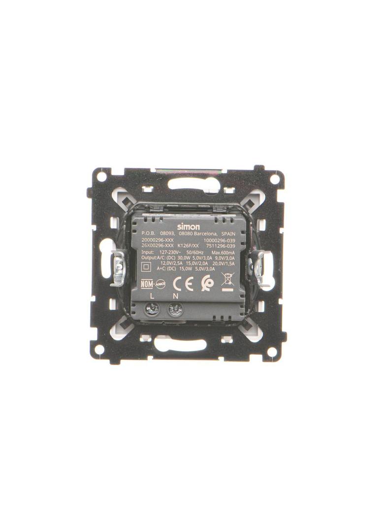 SIMON 55 Ładowarka typ USB C+A 30W 230V biały mat TEC2CAQ.01/111 KONTAKT