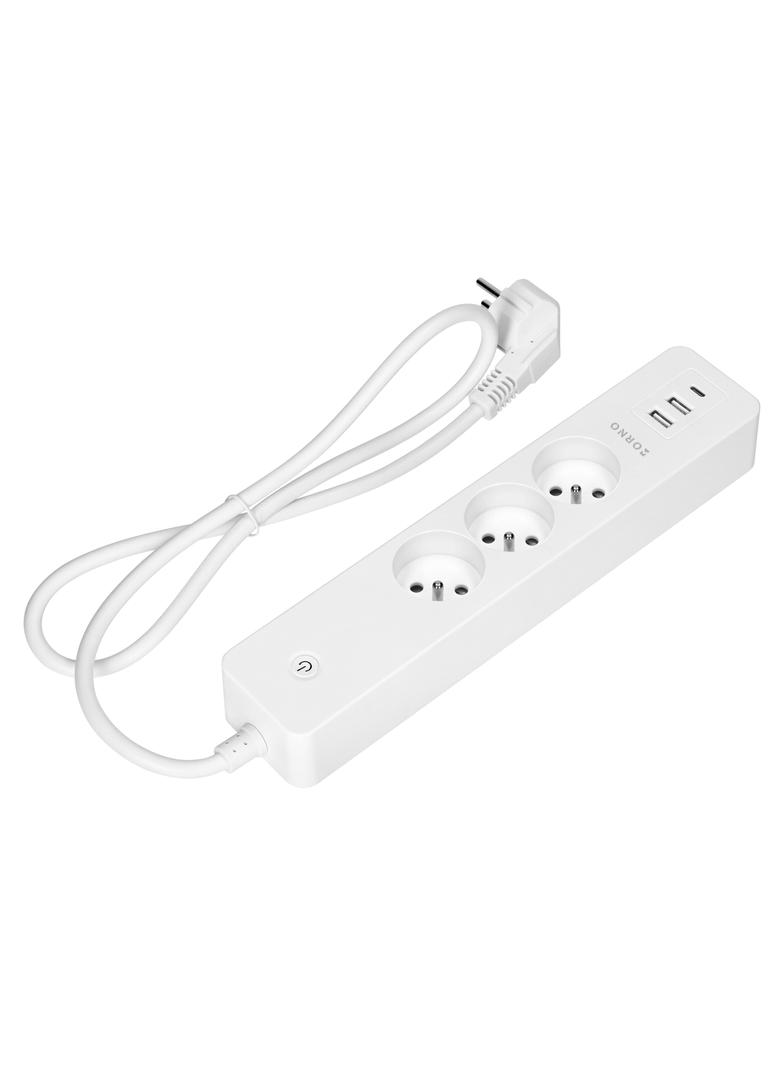 Przedłużacz z 3 gniazdami z uziemieniem i wyłącznikiem 2xUSB Tuya Smart Wi-Fi biały