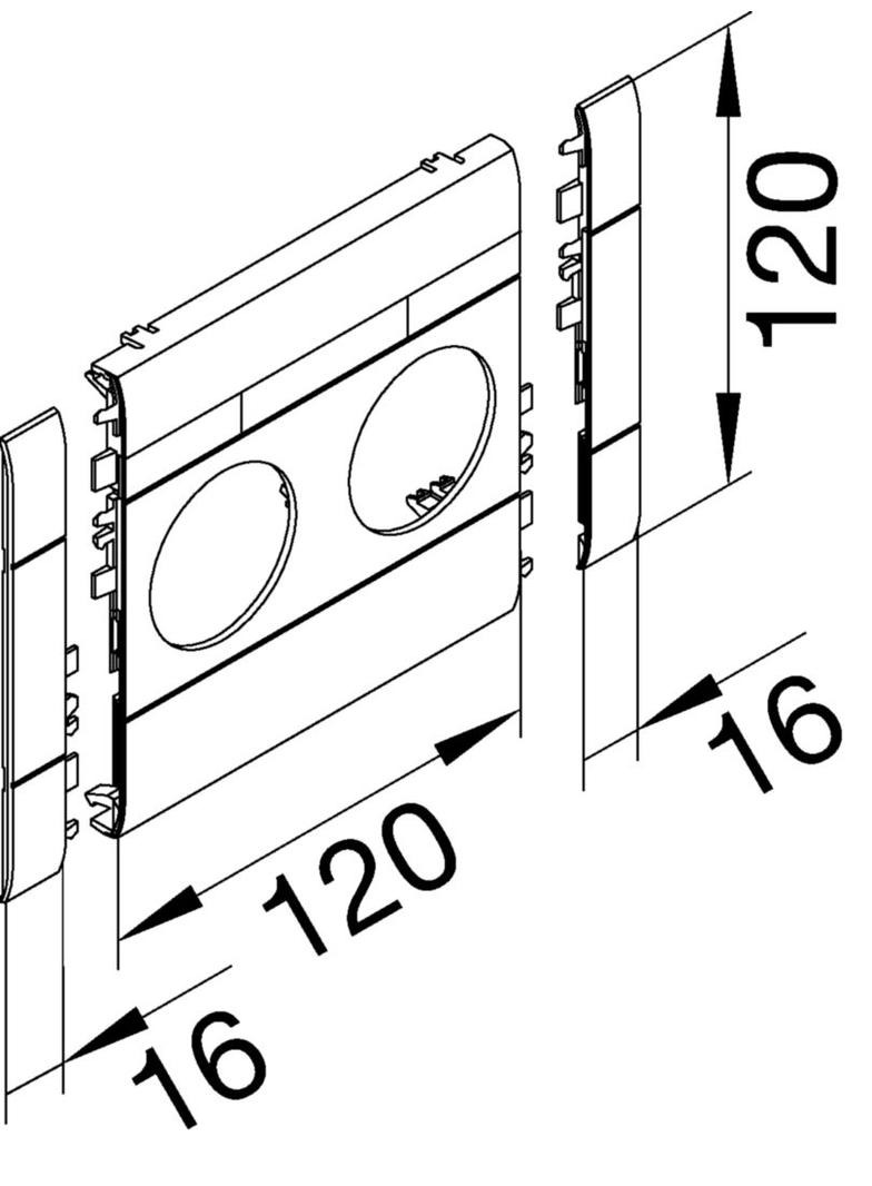 tehalit.WA Maskownica podwójna ABS bezhalogenowy 120mm lakierowanaier aluminium GB12020LAN HAGER