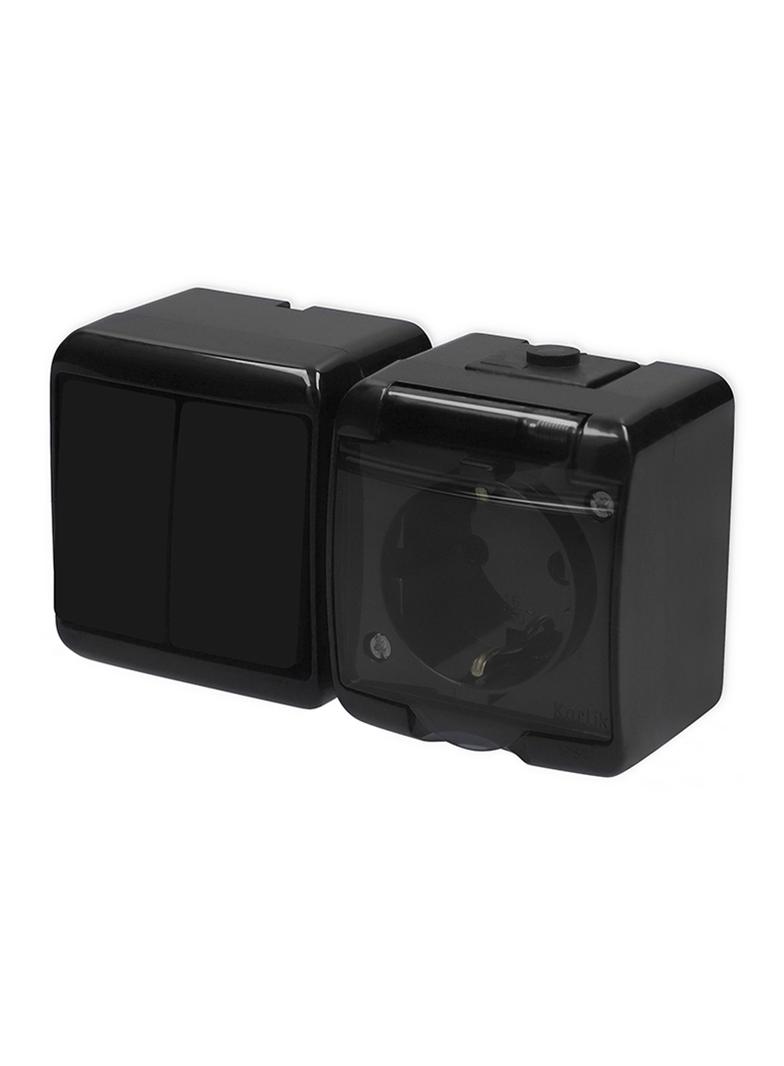 JUNIOR Łącznik świecznikowy z gniazdem pojedynczym z uziemieniem 2P+Z (klapka dymna; przesłony torów