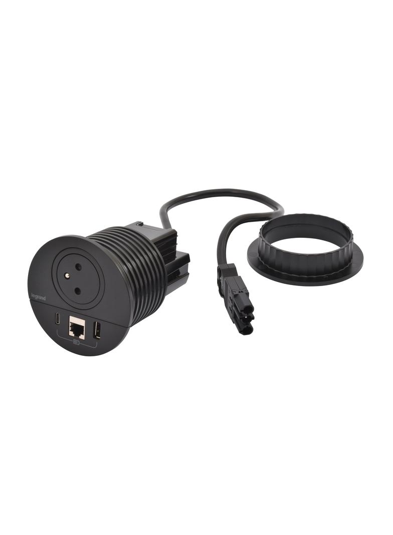 INCARA: DISQ 80 - 2P+Z / USB A+C / RJ45 - 0,5 M WIELAND-CZARNY, Legrand