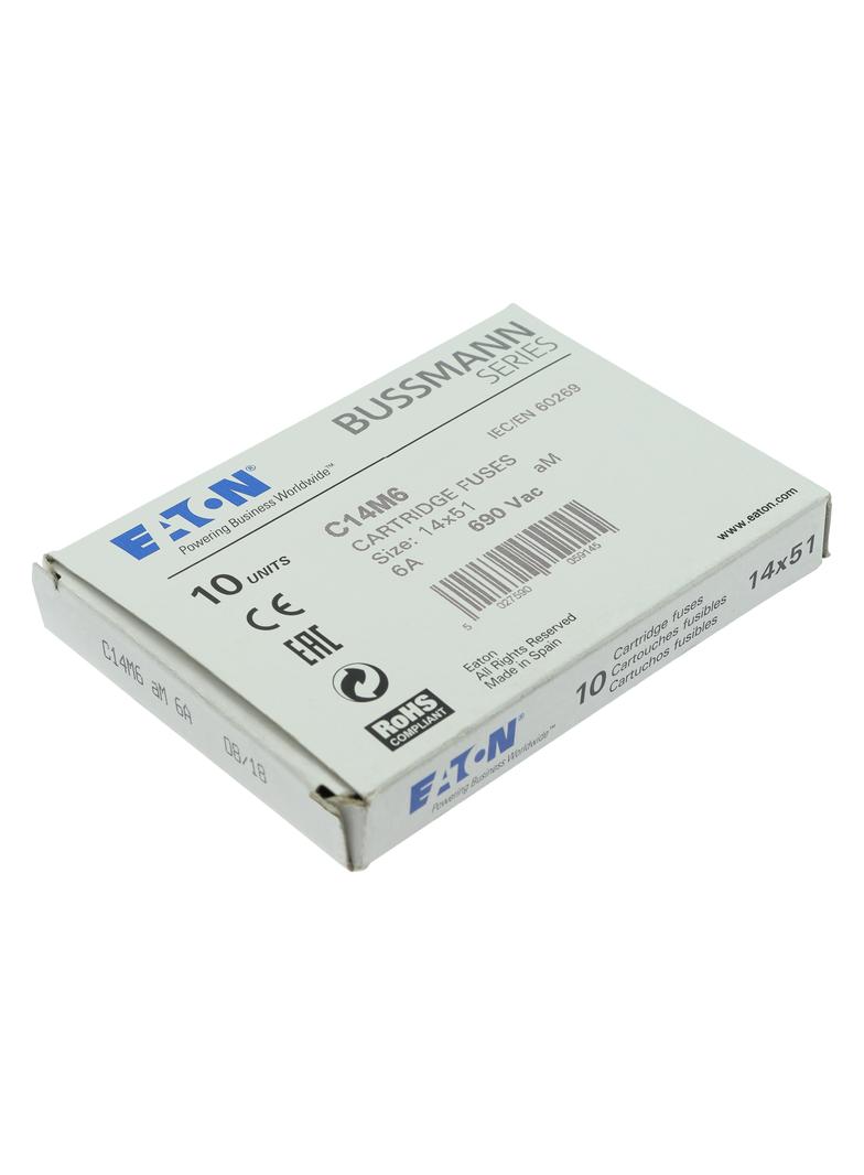 CYLINDRICAL FUSE 14 x 51 6A AM 690V AC Wkładka cylindryczna 14 x 51mm 6A AM 690V AC C14M6 EATON