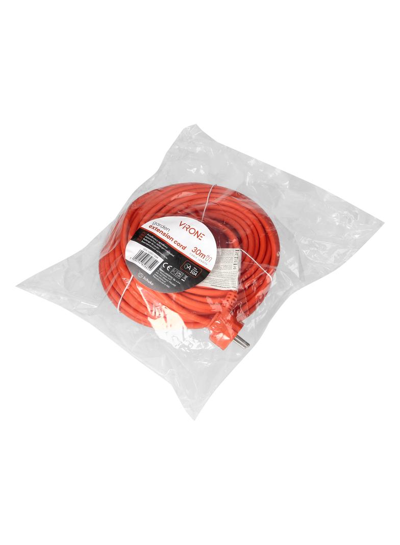 Przedłużacz ogrodowy pomarańczowy zalewany, IP20,1x2P+Z(Schuko),H05VV-F 3x1mm2,30m
