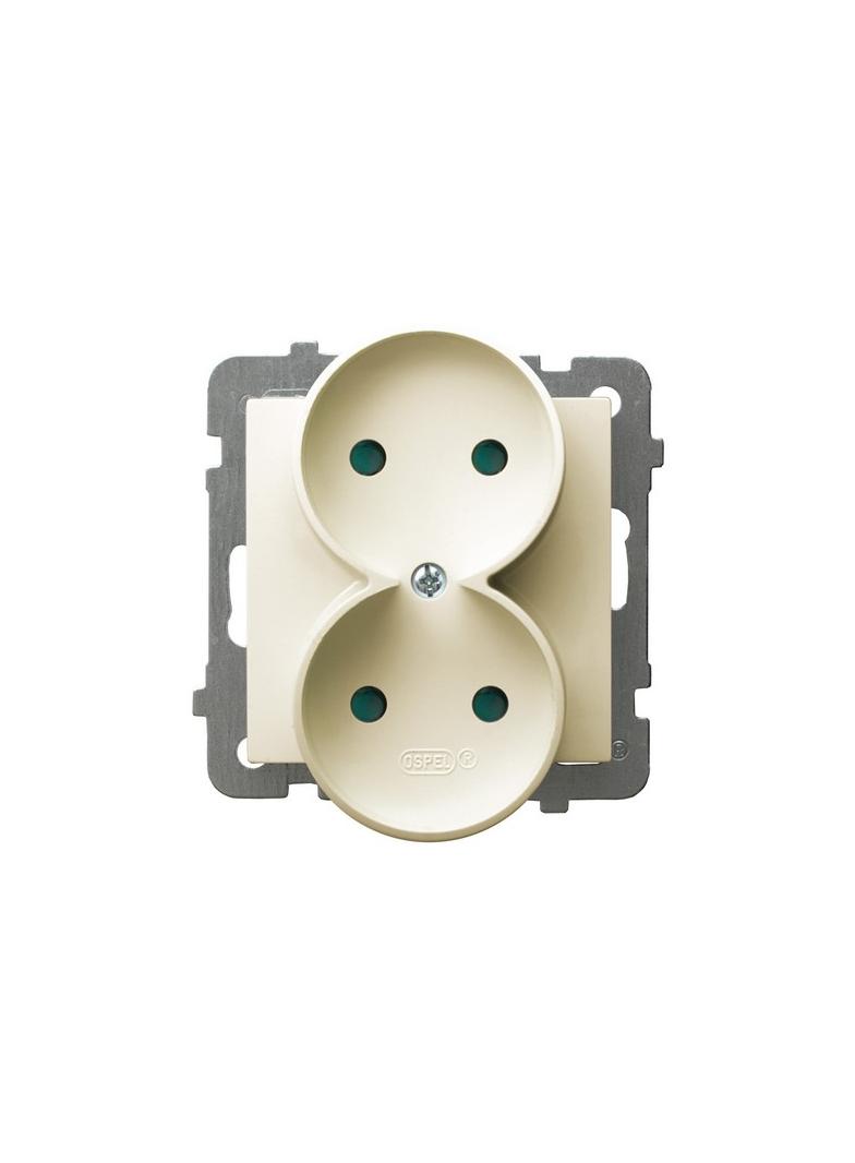 AS Gniazdo podwójne z przesłonami torów prądowych, moduł bez ramki - kolor ecru