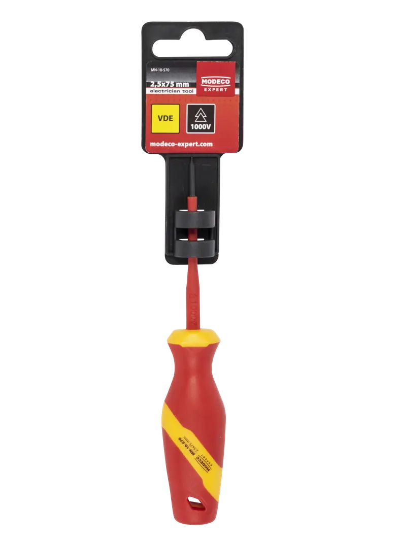 Wkrętak izolowany płaski 2,5x75 mm 1000V Cr-V MN-10-570 RAWLPLUG