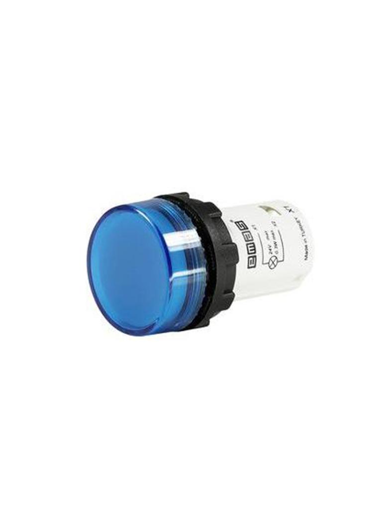 Lampka monoblok 24V LED, płaski klosz, niebieska