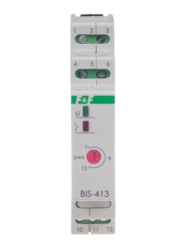Przekaźnik bistabilny z wyłącznikiem czasowym 9-30 V AC/DC na szynę DIN z przekaźnikiem inrush 160A/20ms BIS-413-LED-24V F&F