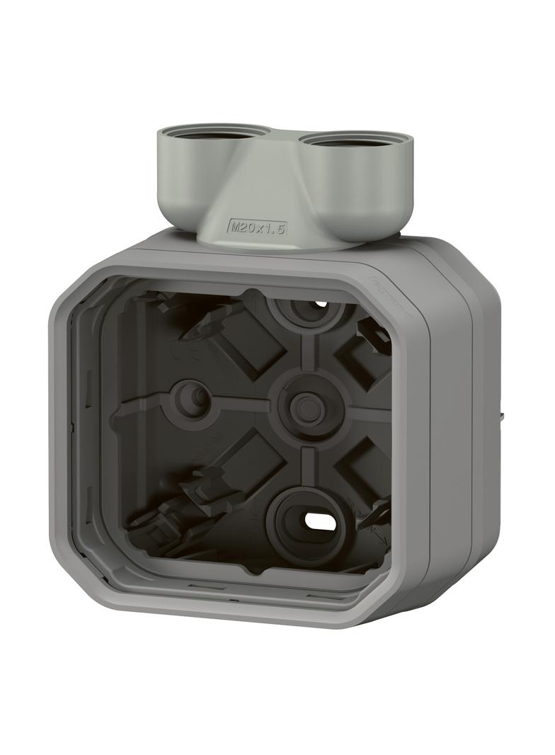 NOWE PLEXO - PUSZKA NATYNKOWA POJEDYNCZA Z PRZEPUSTEM KABLOWYM ISO20 SZARA