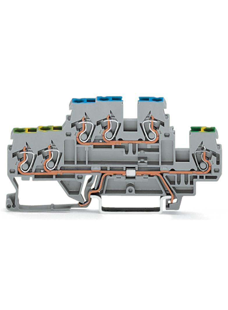 złączka 2-piętrowa PE/L 3-przewodowa 2,5 mm2 szara
