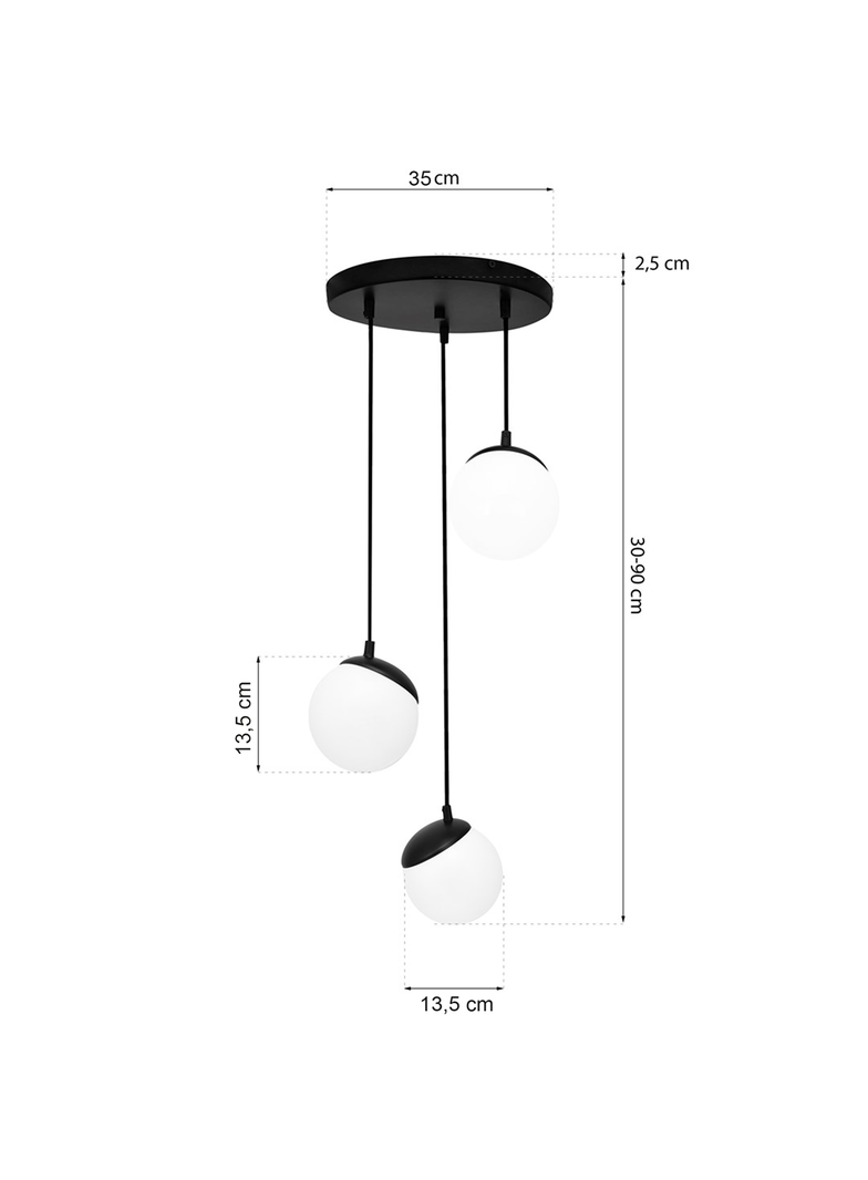 Milagro lampa wisząca Sfera Black 3xE14 MLP8868