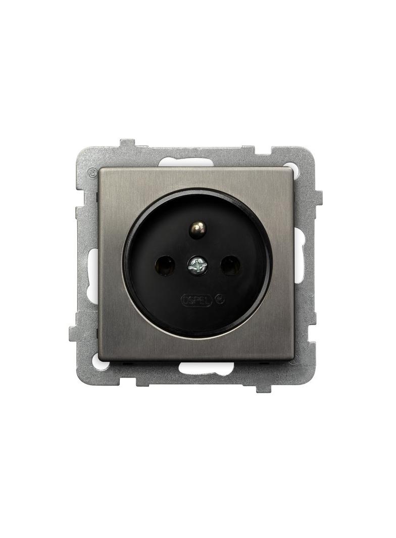 SONATA Gniazdo pojedyncze z uziemieniem - kolor stal inox