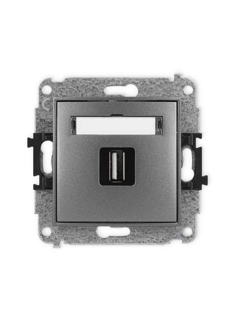 ICON Gniazdo pojedyncze USB A-A 2.0 grafitowy 11IGUSB-1 KARLIK