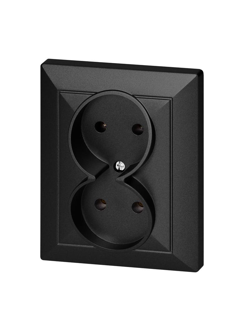 Gniazdo podwójne podtynkowe 2x2P Pearl, 16A, 250V, PT-5 P, czarny OR-OE-7706/2P/B ORNO