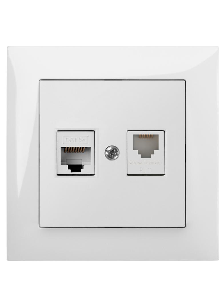 GPT SENTIA RJ45+RJ11 komputerowe+telefoniczne   białe  IP 20 biała