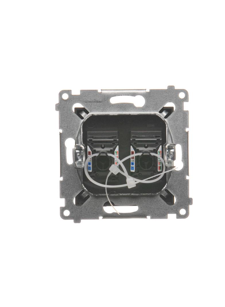 Simon 54 Gniazdo komputerowe podwójne RJ45 kategoria 6 z przesłoną przeciwkurzową brąz mat