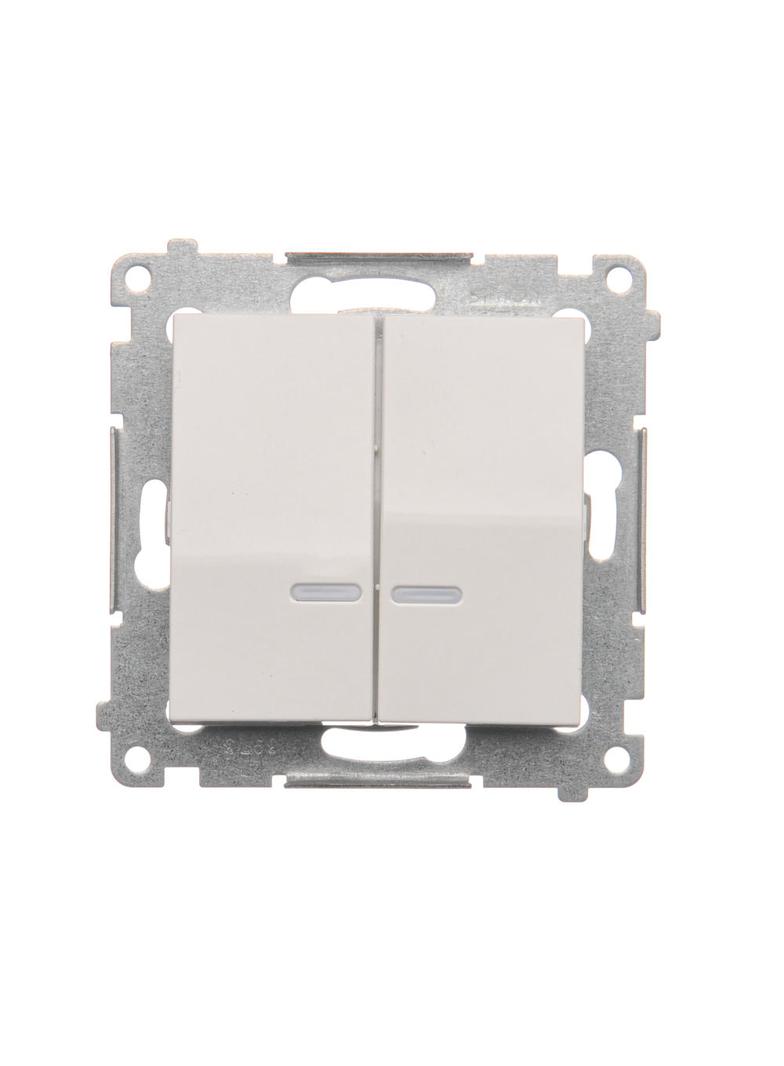 Simon 54 Łącznik świecznikowy z podświetleniem LED i do wersji IP44 16A 250V zaciski śrubowe biały *Posiada wkładkę DU1W DW5ABL.01/11 KONTAKT